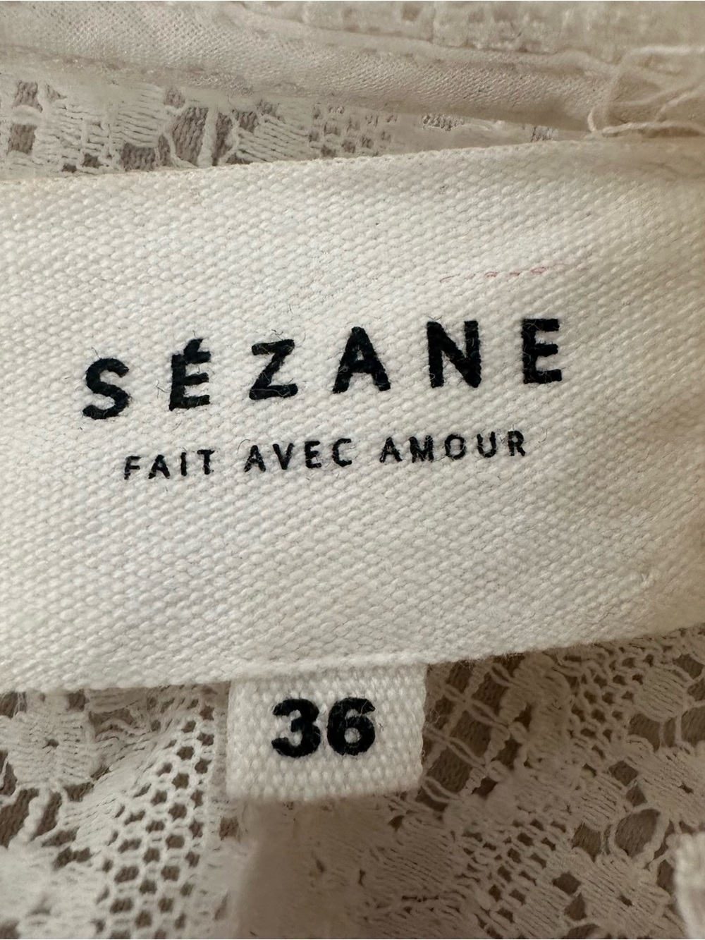 Sezane Garance Floral Embroidered Pointelle Cotton Crew Neck 3/4 Sleeve Blouse - Picture 3 of 5